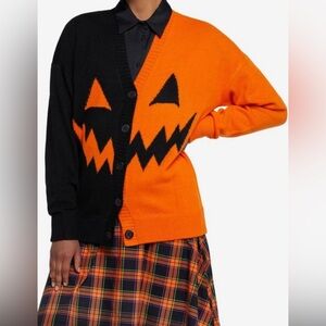 Orange & Black Pumpkin Split Unisex Cardigan